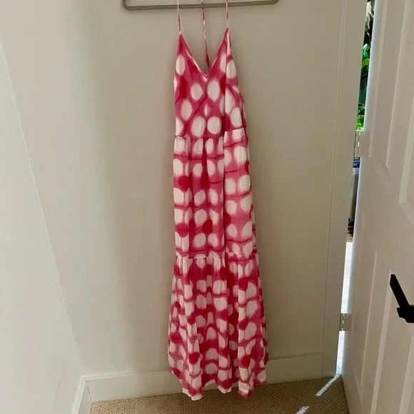 NWT Anthropologie Maeve Geneva Women maxi dress pink and white - Picture 2 of 6